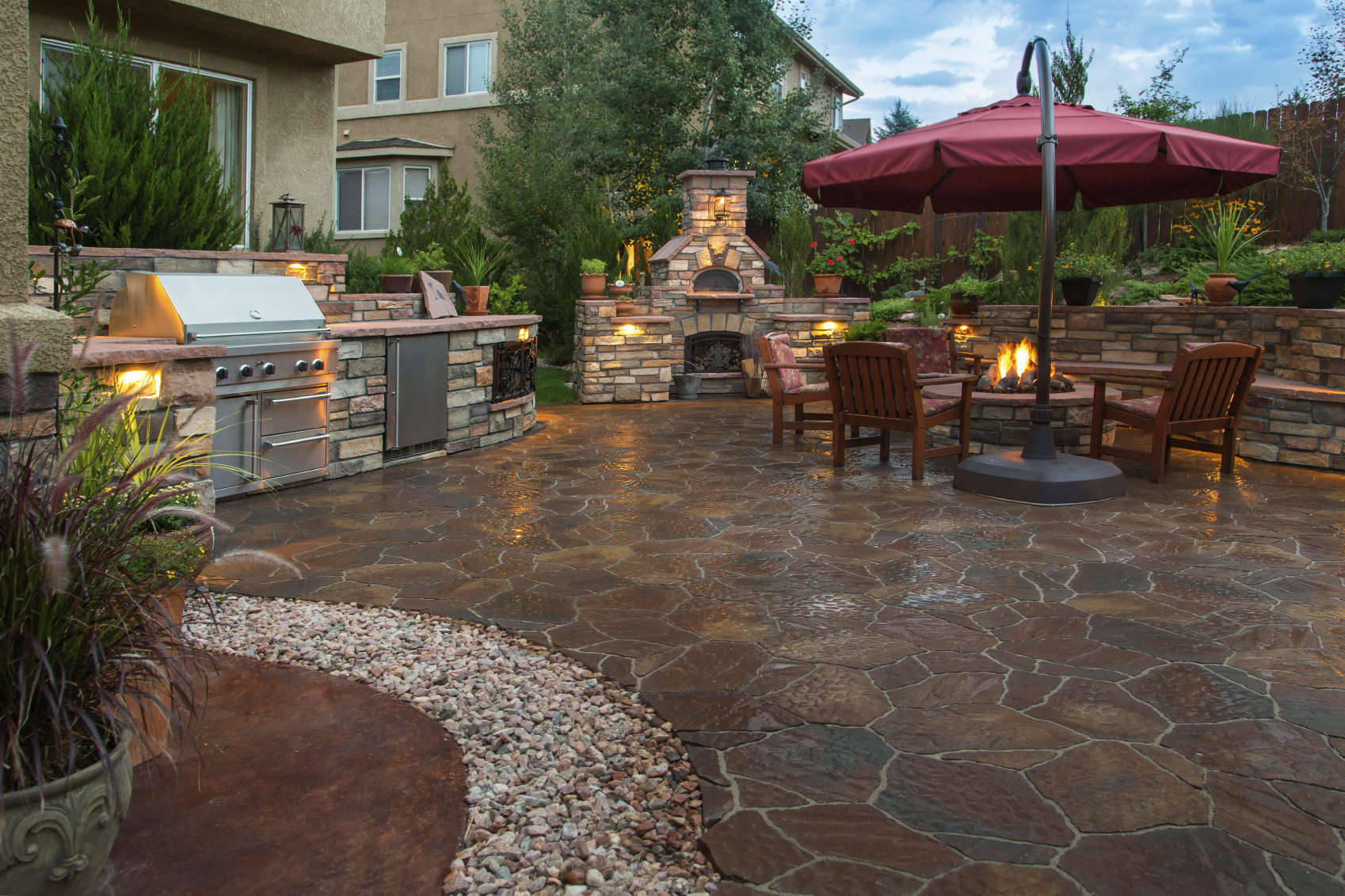 beautiful stone patio in kelowna